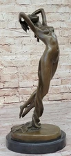 Hand Made Signed Lady in Air Bronze Sculpture Hot Cast Naked Female Figurine