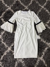 Calvin Klein Dress Bell Sleeve Sheath White Women  s Size 6 Brand New NWT