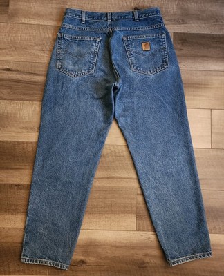 Carhartt Men's B17-DST Denim Jeans Size 34x30 Blue Straight Leg Relaxed Fit