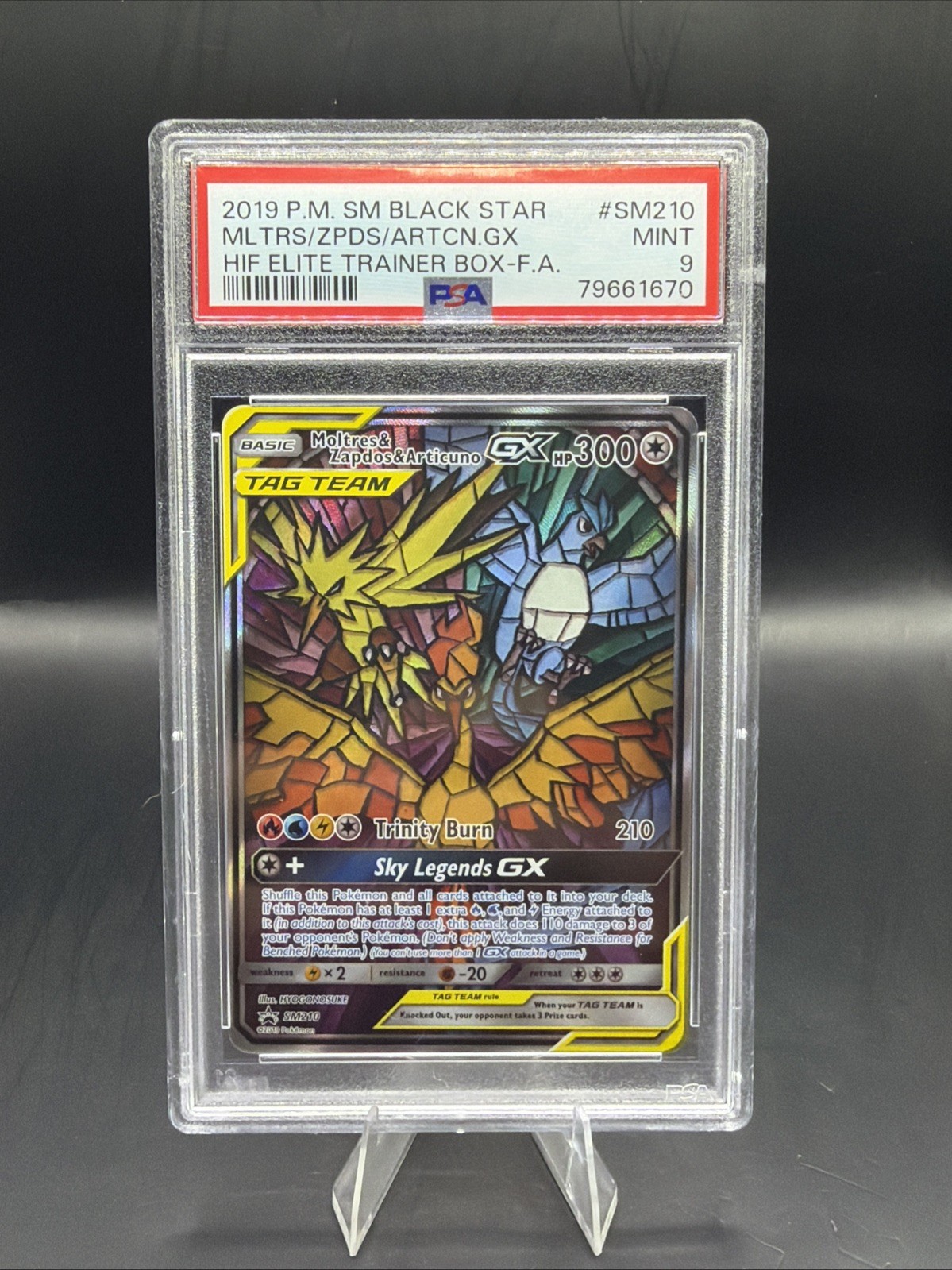 Moltres & Zapdos & Articuno Gx SM210/68 Hidden Fates ETB Pokemon Promo PSA 9