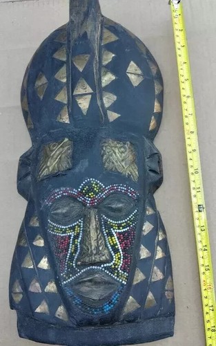 Tribal Mask Ashanti Beaded Ghana Africa Hand Carved ornate antique - Picture 6 of 6