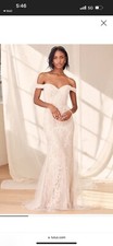 Lulus Promised Love White Beaded Lace Off The Shoulder Maxi Dress