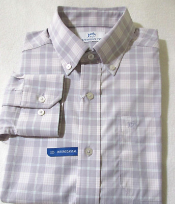 SOUTHERN TIDE INTERCOASTAL Lavender  Plaid Stretch Shirt sz S NWT