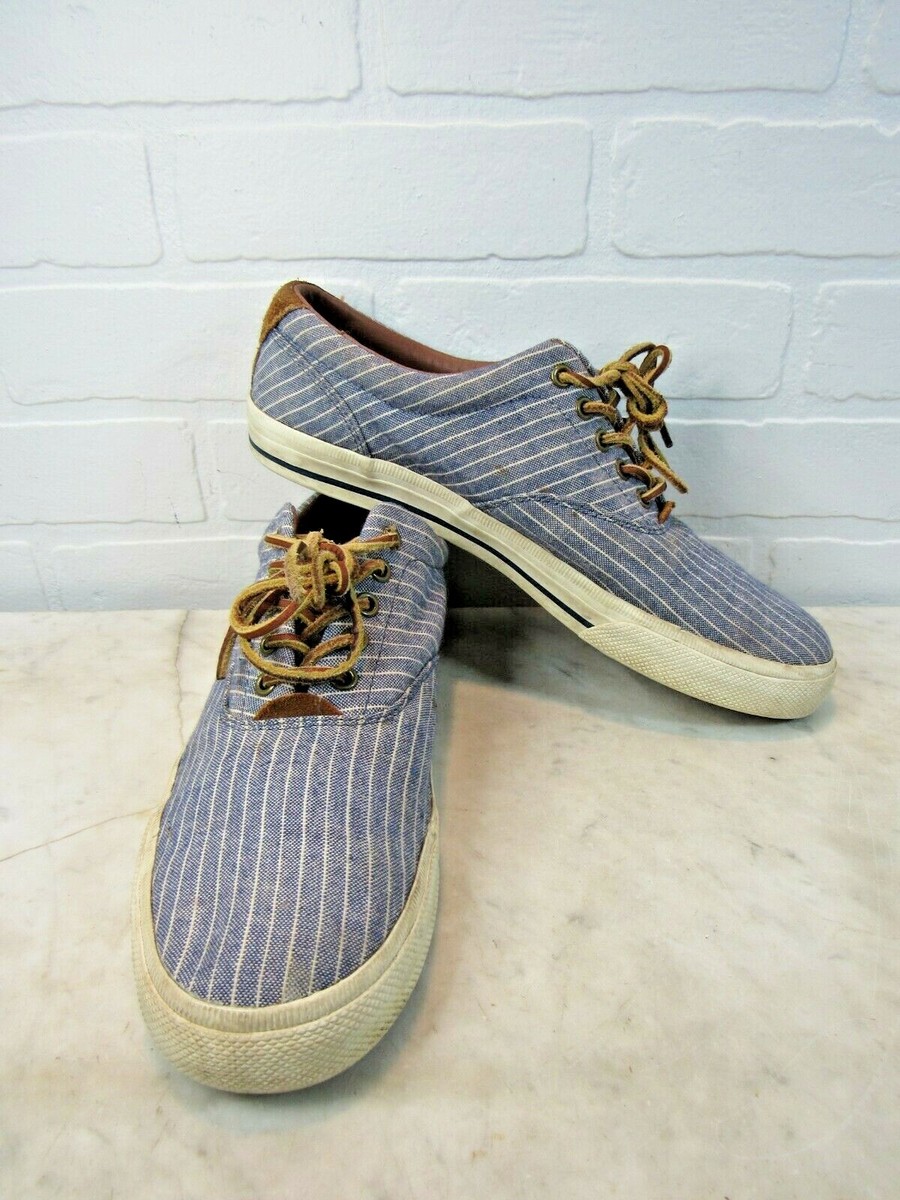 Men Polo Ralph Lauren Blue White Pinstripe VAUGHN DECK BOAT