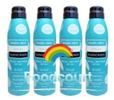 4 Packs Trader Joe's Spray Sunscreen SPF 50+ Broad Spectrum 6 oz Each Pack