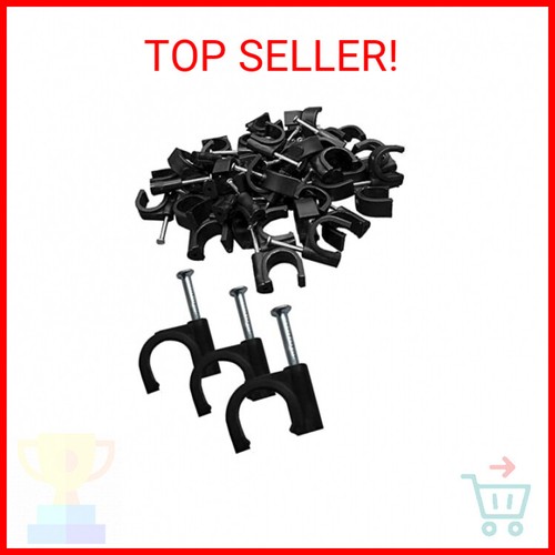 100PCS Black Half Clamp J-Hook with Nail, 3/8" Pex Clamps Nail in Cable Clips Et