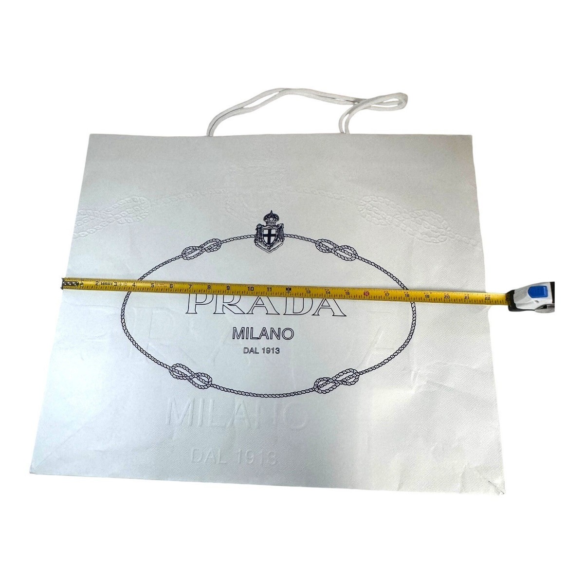 Prada Milano DAL 1913 Luxury White Paper Shopping Bag 22X18