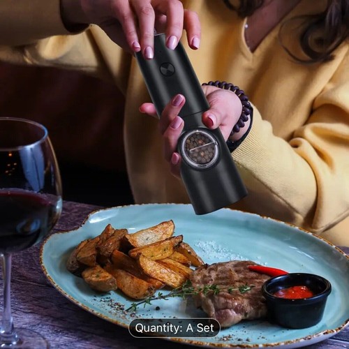 Electric Salt and Pepper Grinder Set Adjustable Coarseness UK Rechargeable - Picture 13 of 23