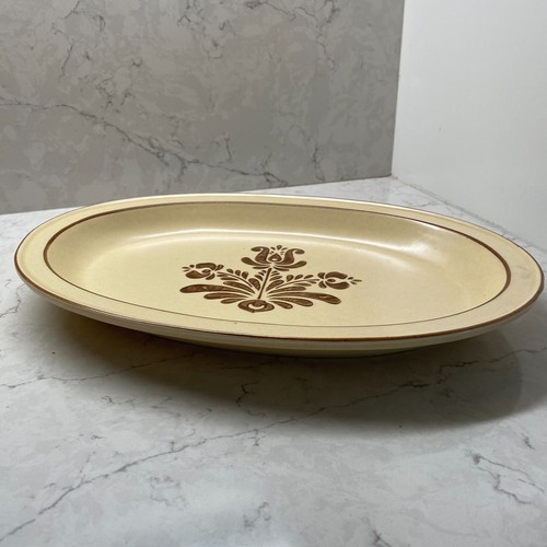 Plato ovalado de gres plantilla tulipán beige vintage Pfaltzgraff Village - Imagen 10 de 10