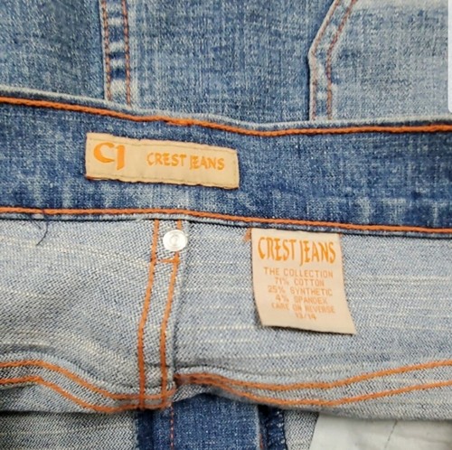 Crest Jeans Mini Denim Skirt Orange Ribbon Trendy Y2k Women's 13 / 14 - Picture 3 of 12