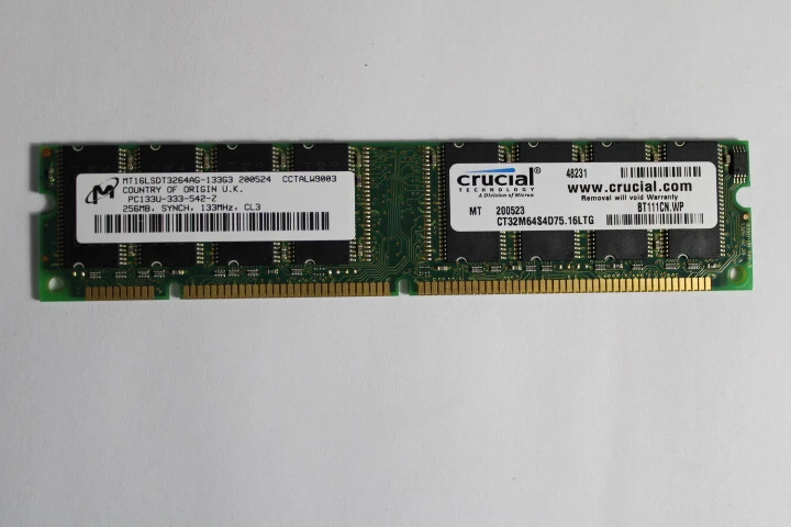 NEW Laptop RAM CT32M64S4D75.16LTG 256MB 133MHZ 168-PIN DIMM 32MX64 SDRAM UNBUFF - Image 2 of 4