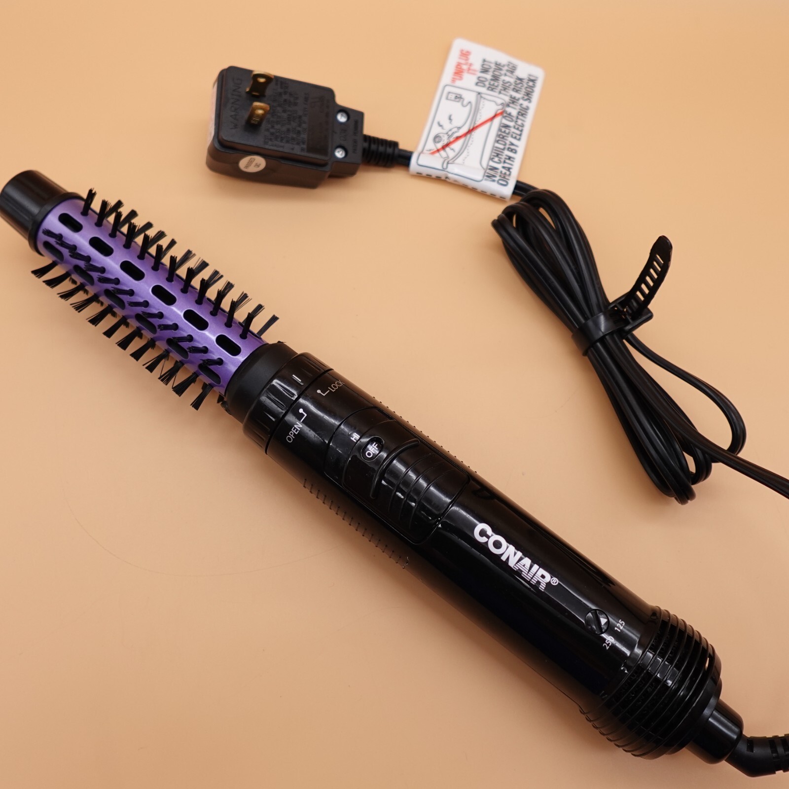Conair Hot Air Curling Brush 1.5" Style Dry CD160PP3 Purple Dual