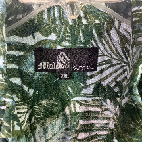 Molokai Surf Co Boys Short Sleeve Button Up Palm Fronds Green Shirt Size XXL - Picture 4 of 13