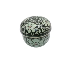 Vintage Korean Celadon Tea Cup with Lid & Diffuser – Glazed Floral Design Nice