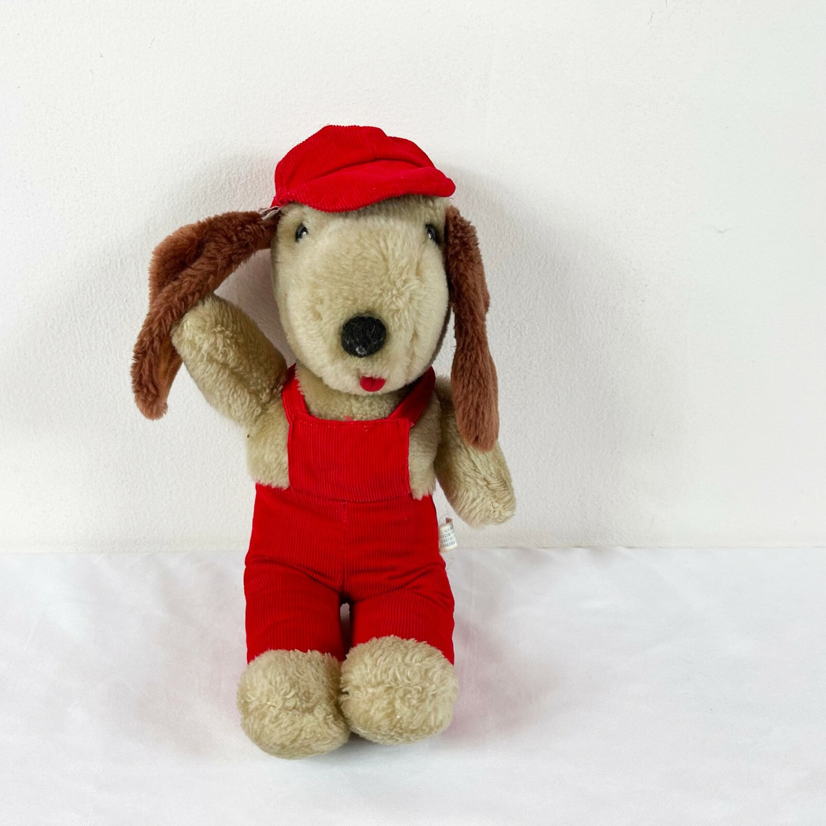 A23 Vintage Interpur Puppy Dog Red Overalls Hat Plush 13