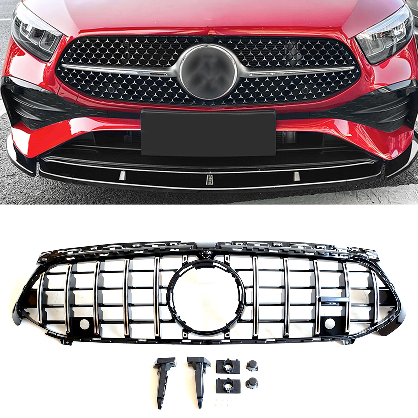 Car Front Bumper Grille For Benz A Class W177 A180 A200 A35 2023-2024 Silver