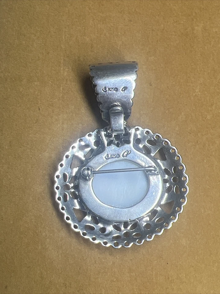 ¡BROCHE/POTENCIADOR COLGANTE ESTERLINA CON INCRUSTACIONES DE MOSAICO PIEDRAS PRECIOSAS CAROLYN POLLACK! Foto 2 de 4