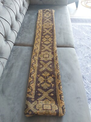 Vintage Long Pillow Rug Faded Soft Color Lumbar Rug Oushak Etnic Carpet Rug