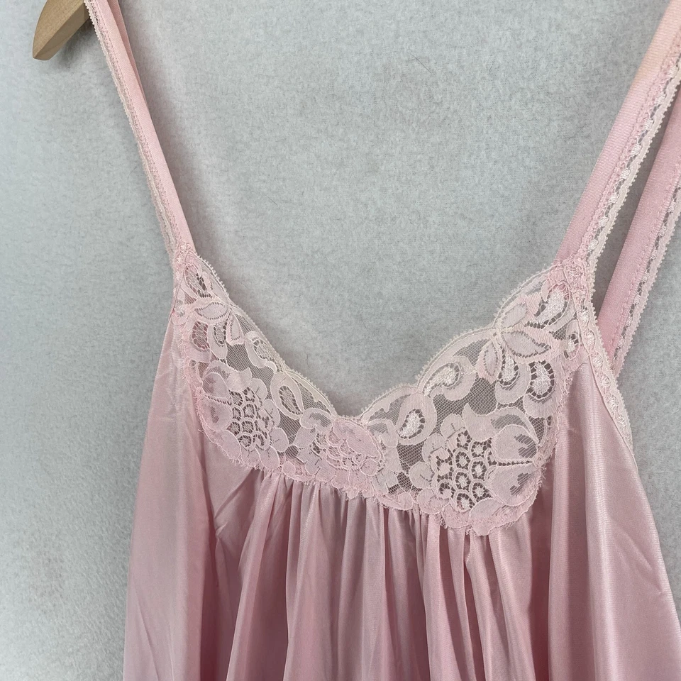 De Colección MISS ELAINE Camisón M Vestido sin Mangas Cami Encaje Borde Correa de Espagueti Rosa EE. UU. Foto 2 de 4