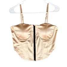 Reggiseno donna Vibe basco raso zip corsetto cami nuda camicetta lingerie bustier L 