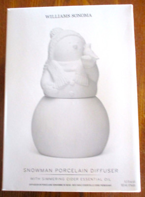 Williams Sonoma Porcelain SNOWMAN Cider Oil Diffuser / Holiday Figurine, NIB