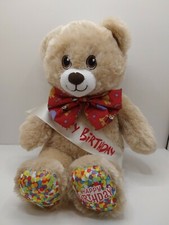 Build A Bear Happy Birthday Bear Plush Light Brown with B-day Sash and Bow Tie