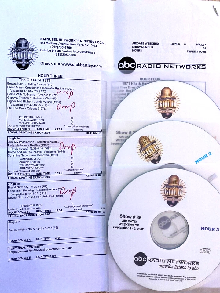 9/8/07 DICK BARTLEY AMERICAN GOLD, 20 TOP HITS OF 1971  (MISSING HR 4/LOW PRICE) - Image 2 of 2