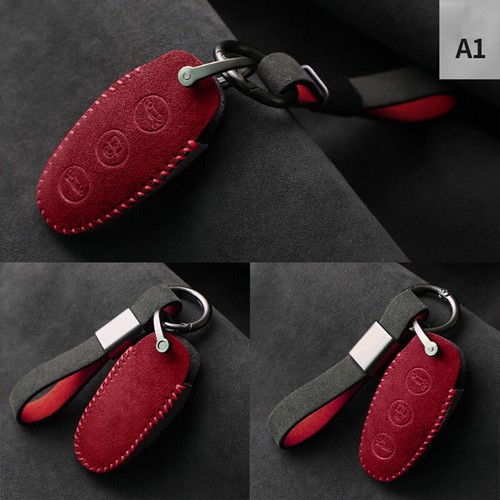 Full Suede Covered Key Fob Remote Protector Holder Cover Case For Tesla C - Picture 4 of 7