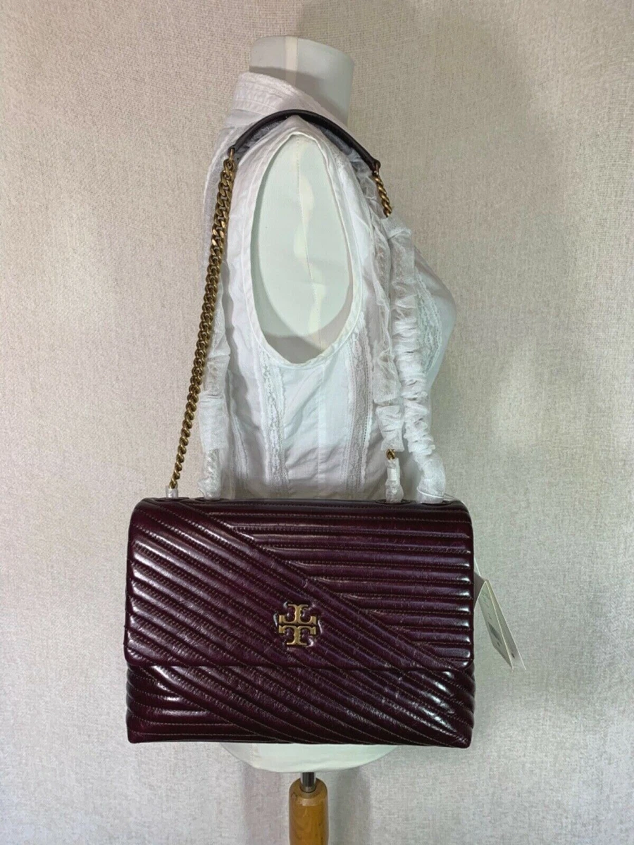 NEW Tory Burch Glazed Fig Kira Chevron Convertible Shoulder Bag