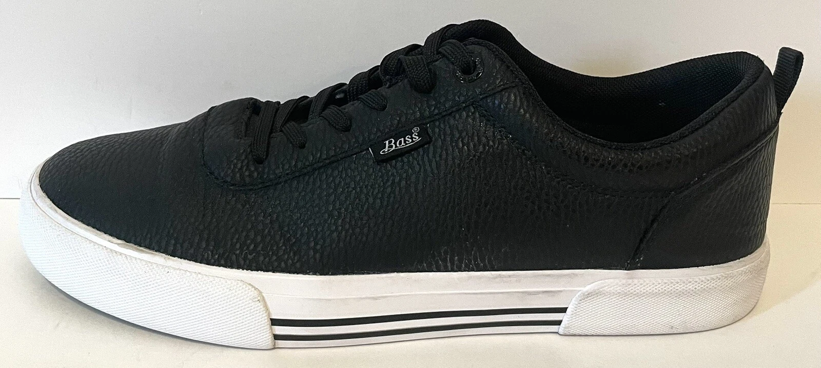 Bass Sneakers, Men’s Size 10, Black Synthetic Leather Upper. White Sole, Lace Up