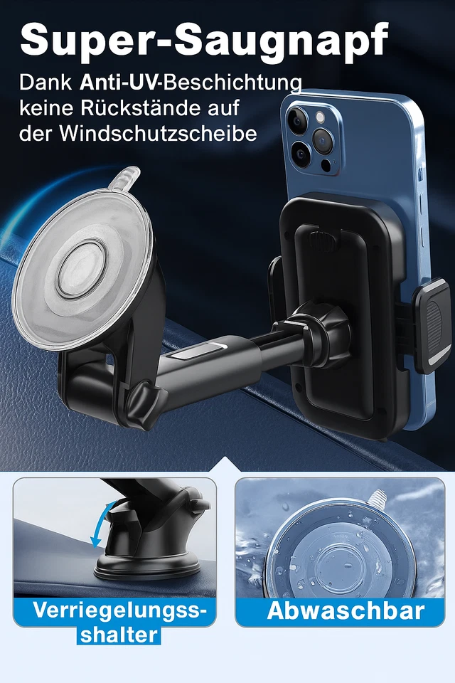 Handyhalterung Auto Handy Halterung Kfz Smartphone Halter Handyhalter 2in1 Set - Bild 2 von 4