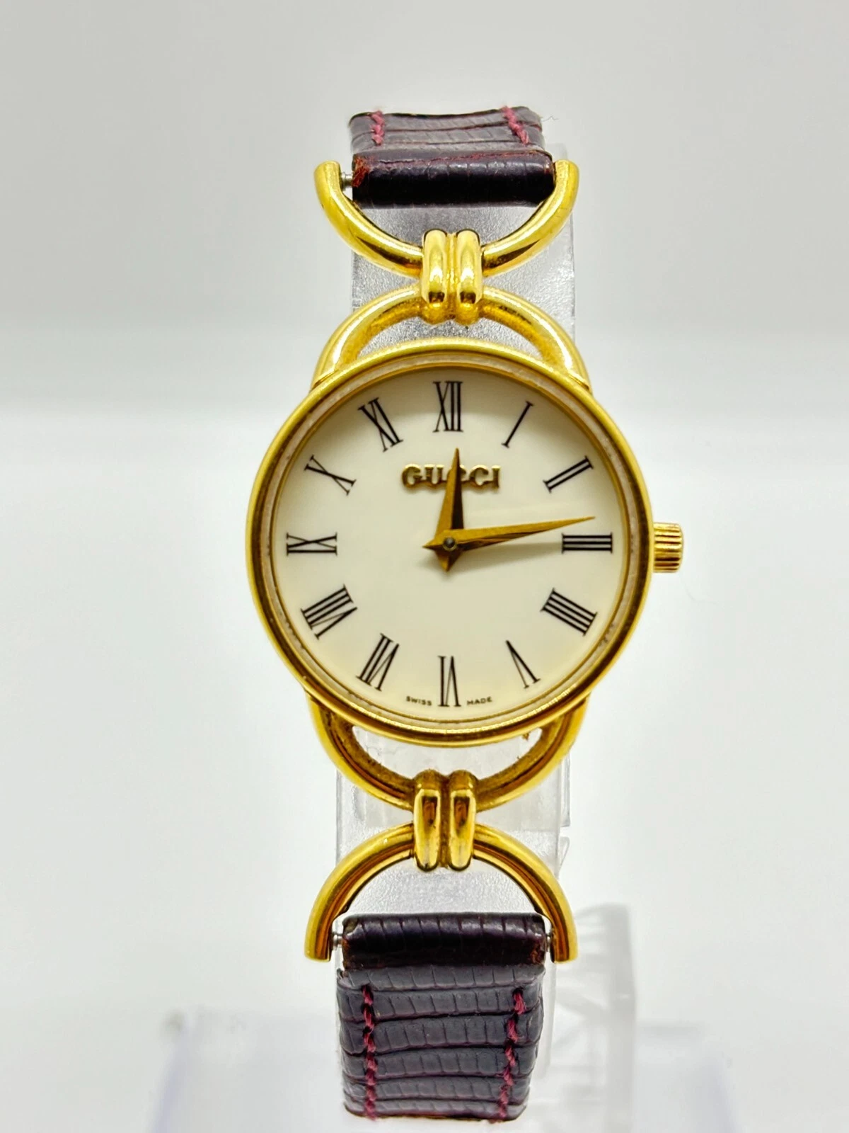 [Exc+5] Montre Gucci Femme 6000.2.L Cadran Or Vintage Quartz Occasion Fonctionne