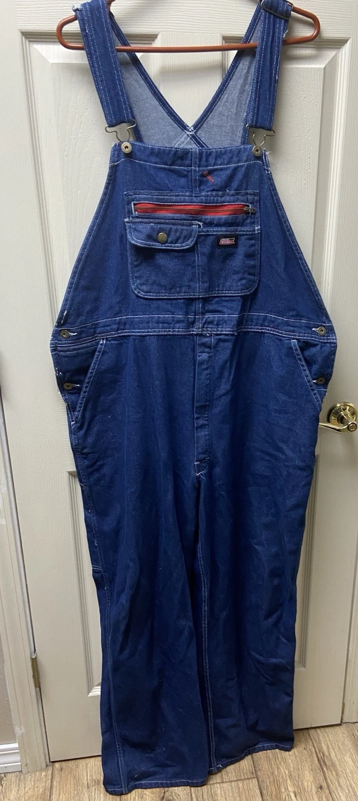 Dickies Overalls Mens XL Carpenter Jean Bib Blue Cotton Denim