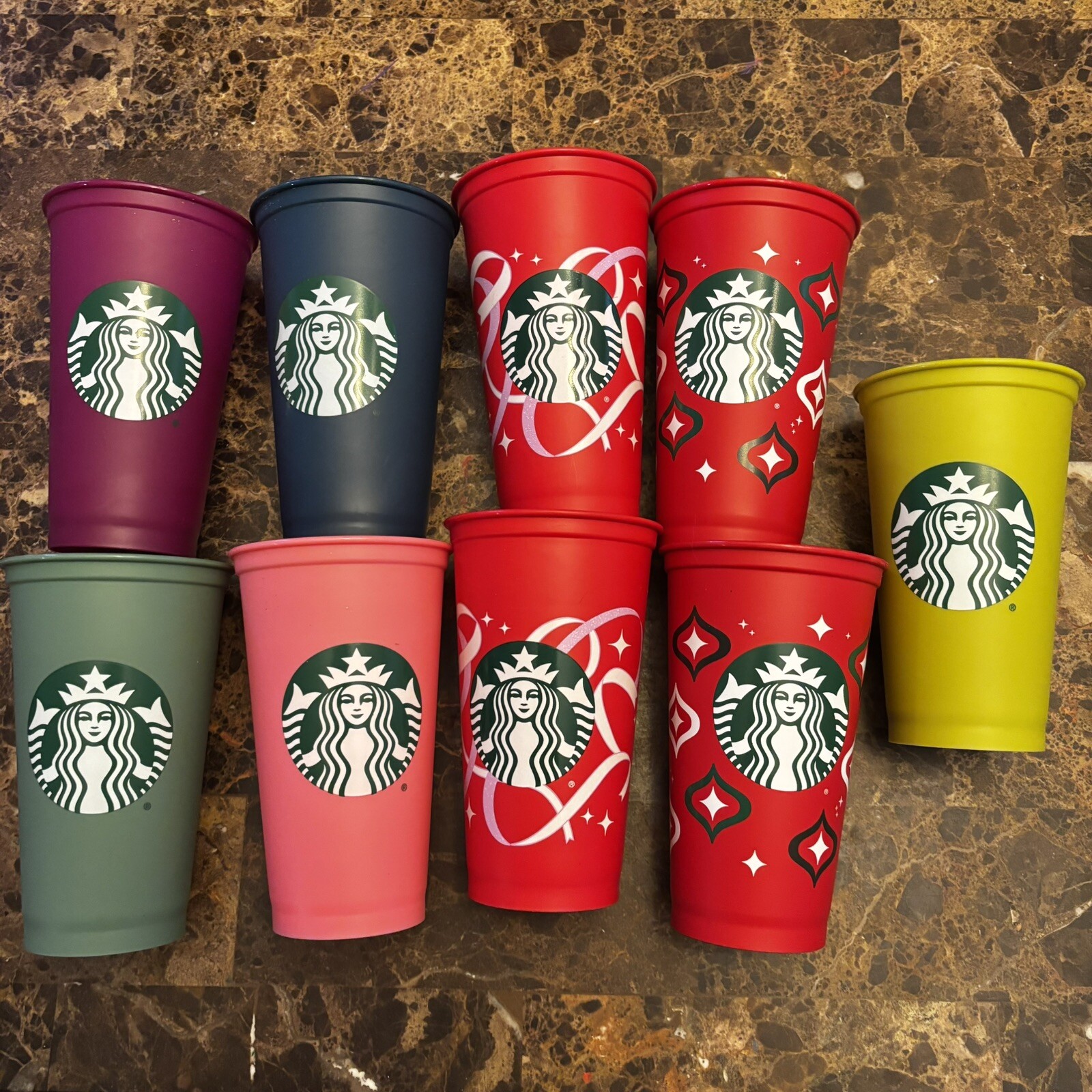 9 reusable  starbucks cups