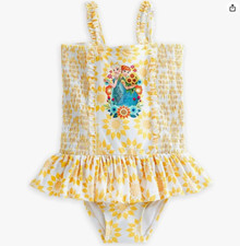 Disney Store Girls Sz 5 / 6 one piece Swimsuit   Frozen Anna Elsa Swim wear