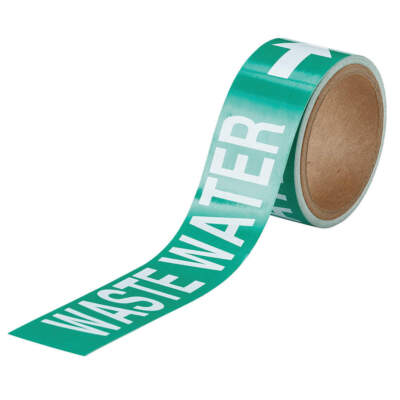 BRADY 20480 Pipe Marker,Waste Water,1in H,8in W 9LCX0