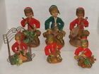 Vintage Lot Of (6) Large Hong Kong Pixie Elves Gnomes Hard Plastic Figures