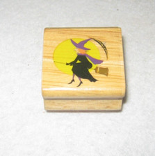 Rubber Stamp - Halloween - Witch on a Broom - Small Size