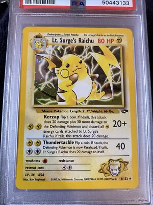 2000 Pokemon Gym Challenge Holo Lt. Surge's Raichu 11/132 PSA 9
