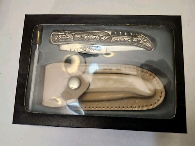 NEW Pakistan Motorcycle Fighter Plus Steel Folding Knife +Tan Case + Honing Rod