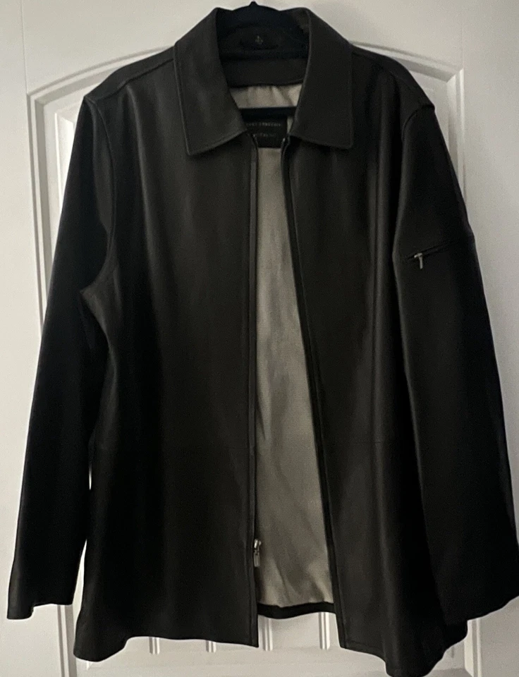 Chaqueta de cuero negra vertical Robert Comstock talla L piel de cordero motociclista nueva sin etiquetas Foto 2 de 4