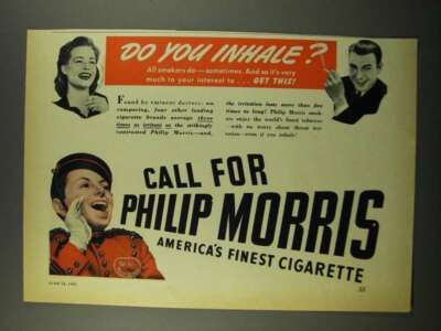 1941 Philip Morris Cigarettes Ad - Do You Inhale?