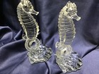 PADEN CITY CLEAR CRYSTAL SEAHORSE BOOKENDS pair COASTAL nautical SEA VTG 1930’s — photo 8