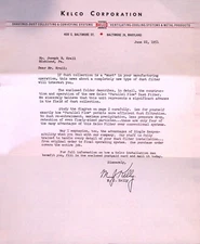 Kelco Corporation Letter 1951 Dust Filter Sales Letter Baltimore Maryland