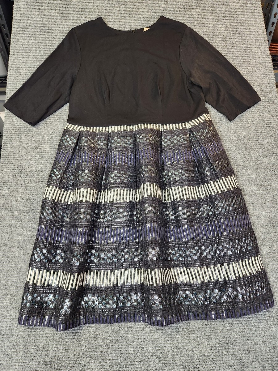 Hutch Womens Metallic Silver Navy Geo Dress Size 14. Top Is Black. Heavy  Lined | eBay