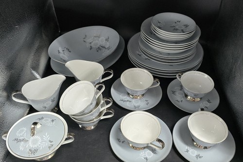 Lote 32 Piezas Fine Seyei China Starlite 3171 Gris Claro y Oscuro Plata Blanco - Imagen 5 de 6
