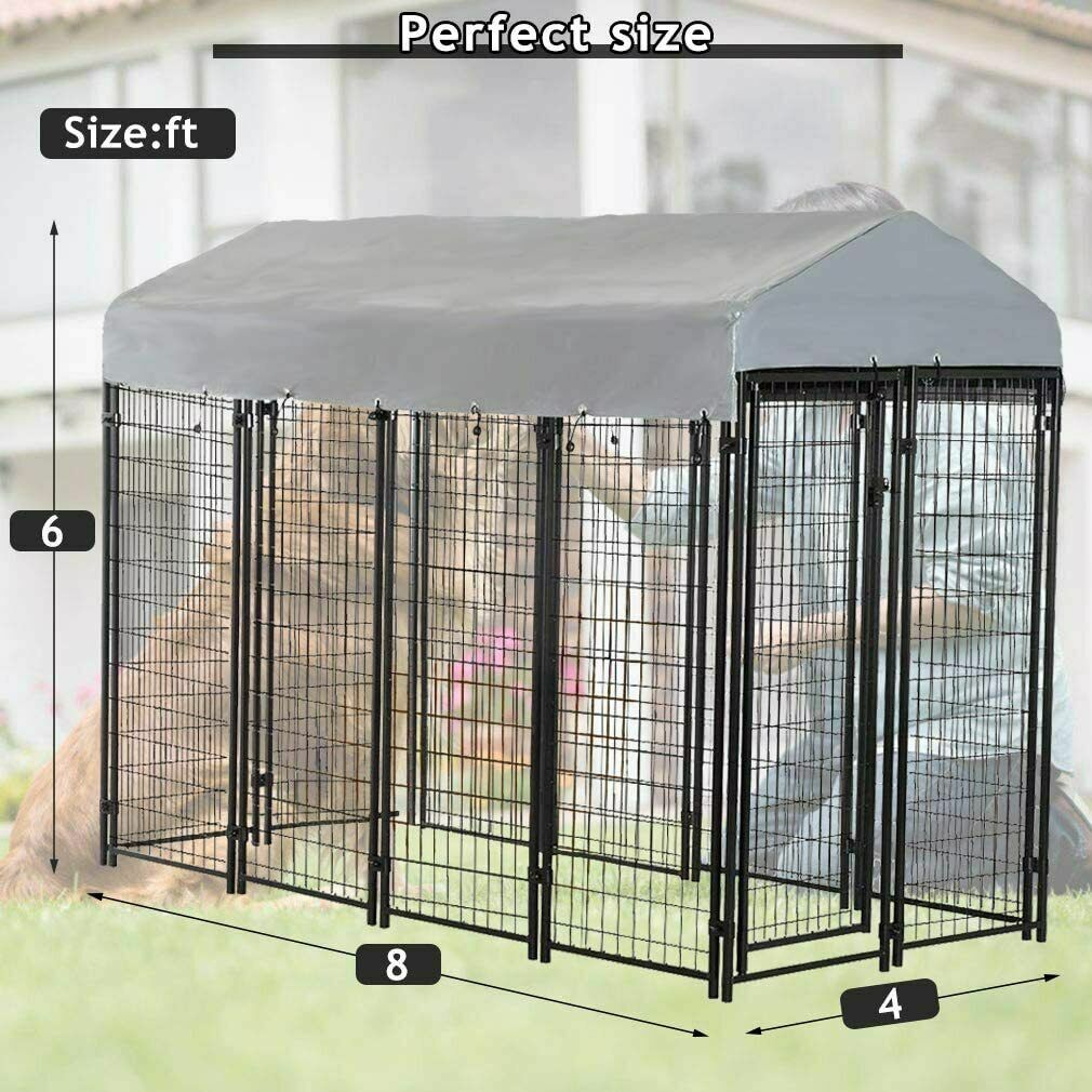 8'x4'x6' Outdoor Large Heavy Duty Dog Kennel Cage Dog Playpen w