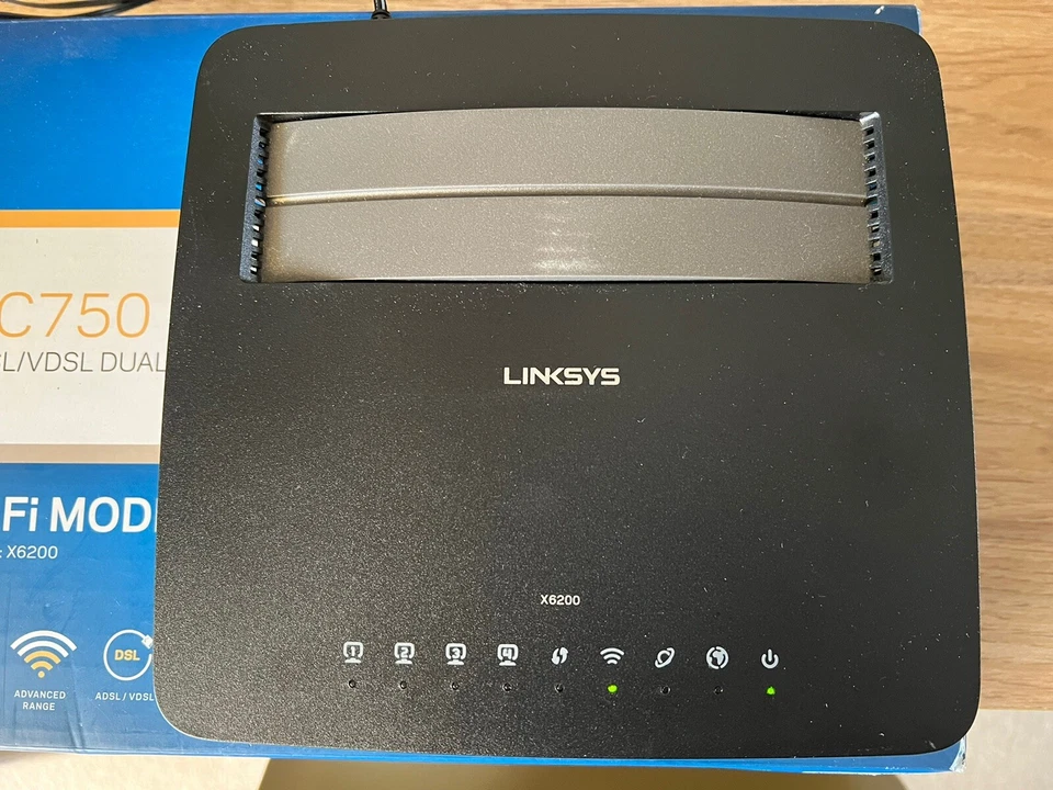 Linksys Modem Router X6200 AC750 ADSL/ADSL2/ADSL2+/VDSL Dual-Band WiFi AC750 - Image 3 of 4