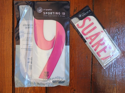 Sporting id Name Block & Number Barcelona Shirt Print Set SUAREZ 9 pink Kids - Picture 2 of 2
