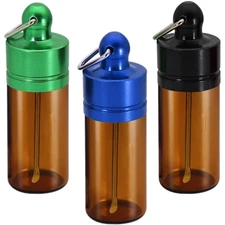 1x Portable Pill Case Glass Pill Container Waterproof Pill Holder with Spoon